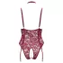 Cottelli Curves - lingerie body met ketting - kant - rood - 3XL