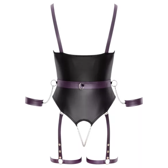 Cottelli - open bondage body met boeien - zwart