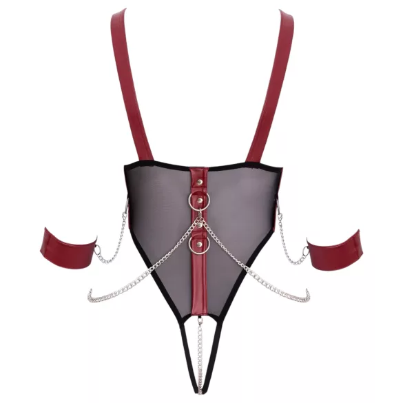 Cottelli Bondage - open body met bandjes en ketting - zwart
