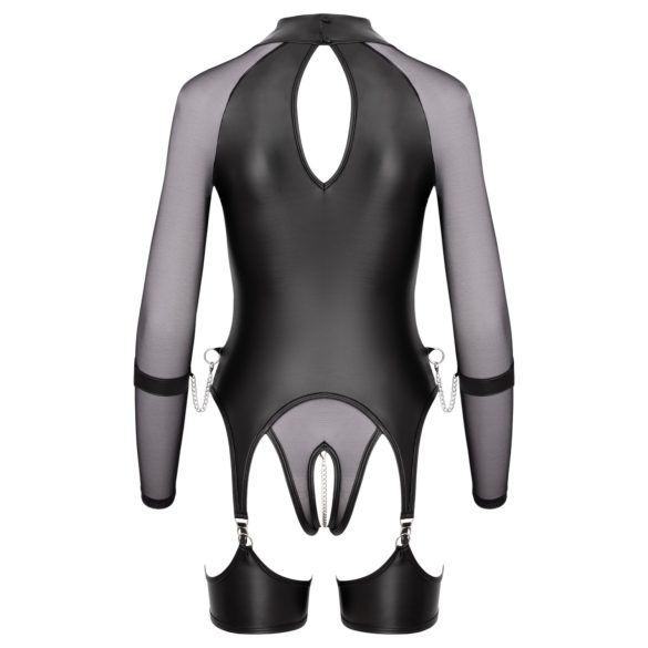 Cottelli Bondage - transparant top met handboeien - zwart - L