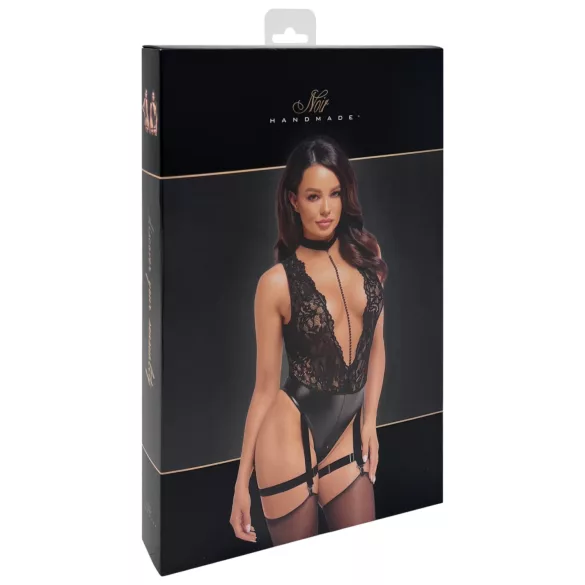 Noir Libido - body met jarretels - kant - zwart