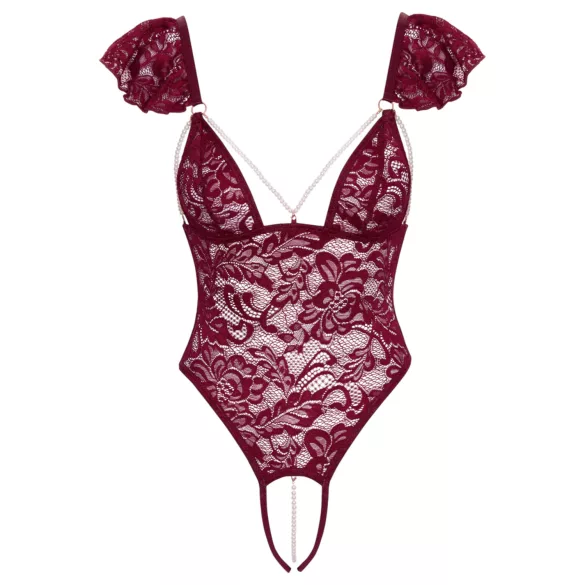 Cottelli - body met kant en parels - rood