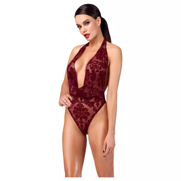 Noir Kink Royal - damesbody - transparant - rood - M