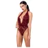 Noir Kink Royal - damesbody - transparant - rood - M