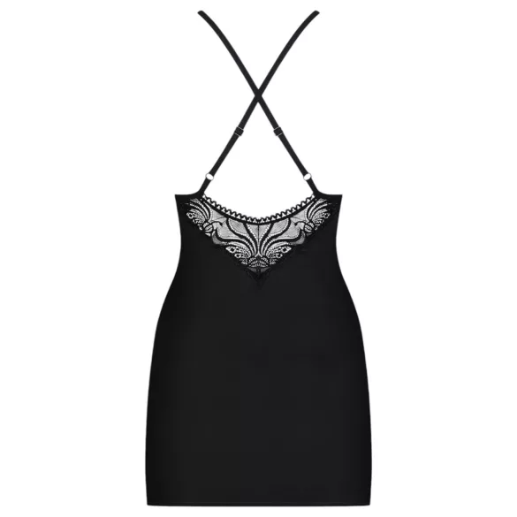 Obsessive - jurkje met bandjes en strass - inclusief string - zwart - L/XL