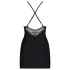 Obsessive - jurkje met bandjes en strass - inclusief string - zwart - L/XL