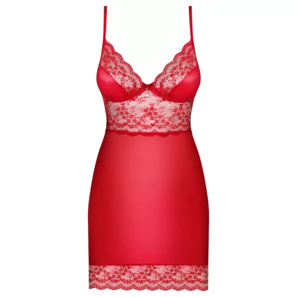 Obsessive Lovica - babydoll met kant en string - rood - L/XL
