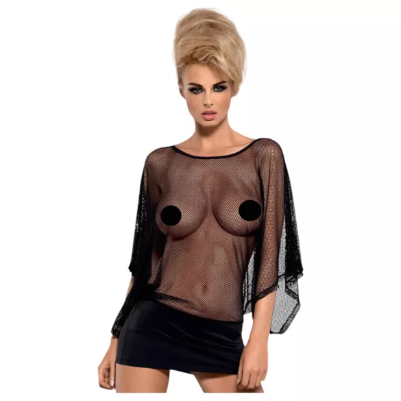 Obsessive Punker - doorzichtig minijurkje met string - zwart - L/XL