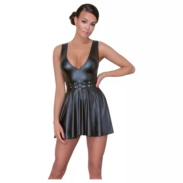 Cottelli - plooien jurk - met riem - zwart