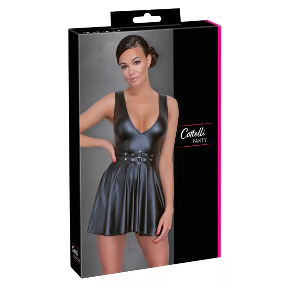 Cottelli - plooien jurk - met riem - zwart - L