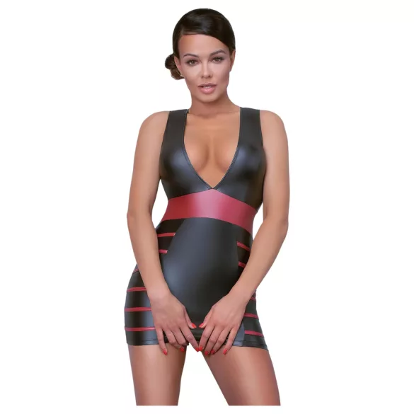 Cottelli Party - gestreepte, aansluitende jurk (zwart-rood) - XL