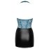 Cottelli - Glanzende jurk met veters en kant (zwart-groen) - XL