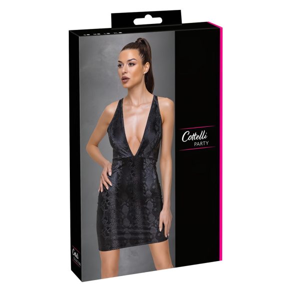 Cottelli Party - Zwart jurk met slangenprint - M