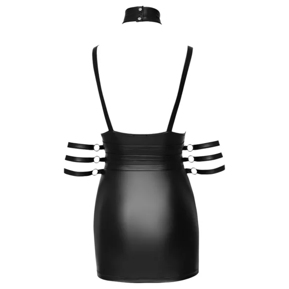 Cottelli Bondage - halter nek mini jurk - glanzend - zwart - M