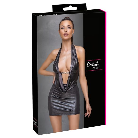 Cottelli Party - zilverkleurige halterjurk - M