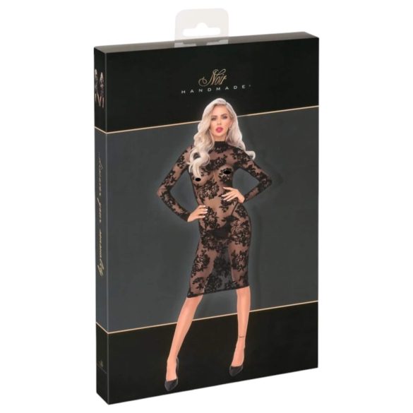 Noir - roze, lange mouw jurk (zwart)