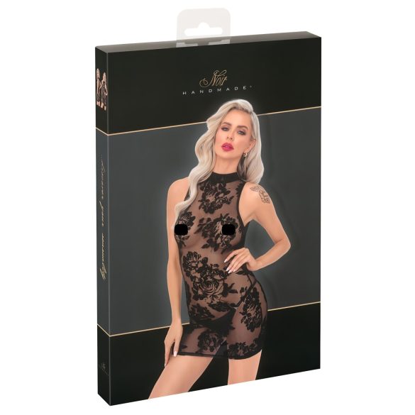 / Noir - mouwloze mini-jurk met rozenmotief (zwart) - M