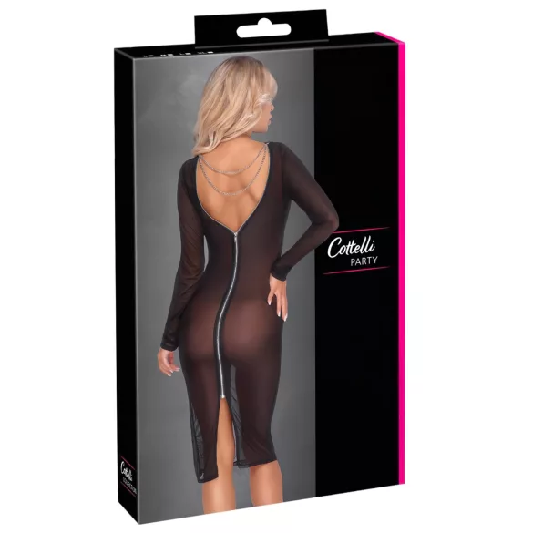 Cottelli Party - transparante jurk - met ritssluiting - zwart - M