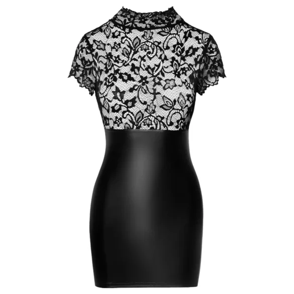 Noir - jurk met korset - kanten top - glanzend - zwart - M