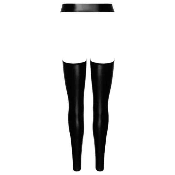 Noir - glanzende openkousen - chaps stijl - zwart