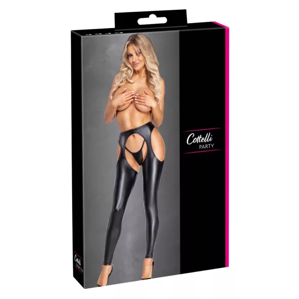 Cottelli - open chaps broek en string set (zwart) - M