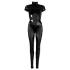 Cottelli - glanzende korte mouwen catsuit (zwart)