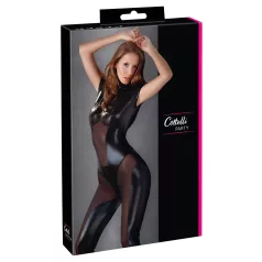 Cottelli - glanzende korte mouwen catsuit (zwart) - L