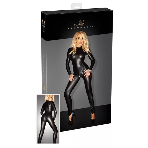 Noir - Catsuit dames - Glanzend - Lange mouw - Zwart - M