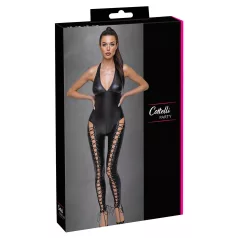 Cottelli Party - halter jumpsuit met veter (zwart) - M