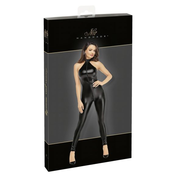 Noir - catsuit dames - glanzend met ritssluiting - zwart