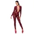 Noir Kink Royal - bodystocking - transparant - rood - M