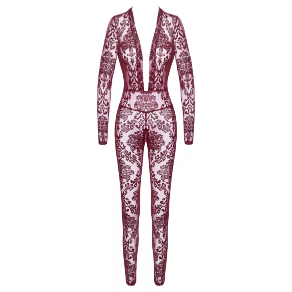 Noir Kink Royal - bodystocking - transparant - rood - M