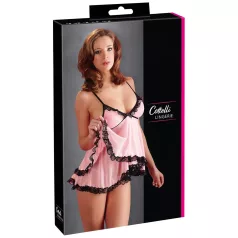 Cottelli - babydoll - kanten ruches - zwart - L