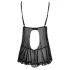 Cottelli - babydoll lingerie - transparant met ruches - zwart - XXL