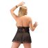 Cottelli Plus Size - kanten luchtige babydoll (zwart) - 2XL
