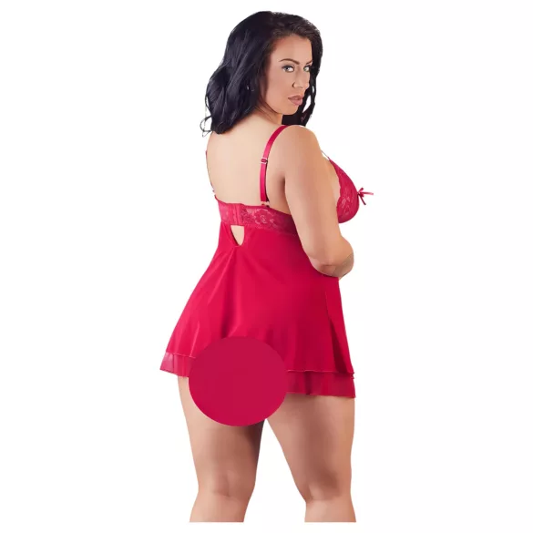 Cottelli Plus Size - babydoll - kant - rood - XL