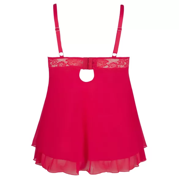 Cottelli Plus Size - babydoll - kant - rood - 4XL