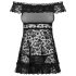 Obsessive Flores - ruches babydoll en string (zwart) - L/XL