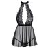Kissable - babydoll met halsband - kant - zwart