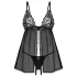 Obsessive Blomentis - babydoll set - kant - zwart