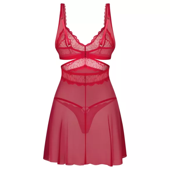 Obsessive Cupide Desir - nachthemd set - doorschijnend kant - rood