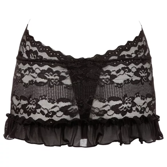 Cottelli - Halter mini jurk - Kant - Zwart - XL