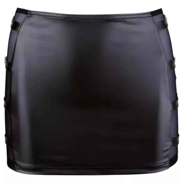Cottelli - minirok met gesp - glanzend - zwart - XL
