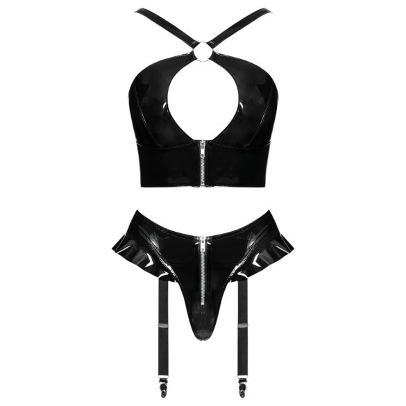 Black Level - bh en string set - kruissluiting - zwart - M