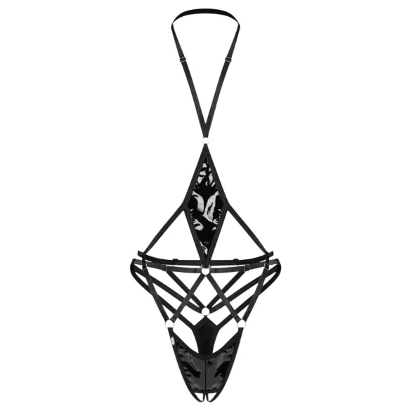 Obsessive Keira Lise - open body met bandjes - zwart - L/XL
