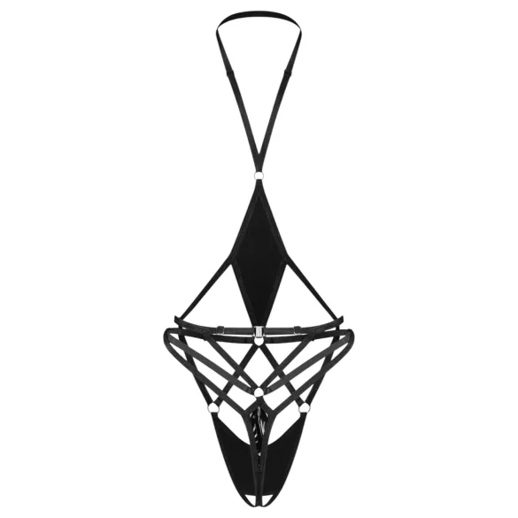 Obsessive Keira Lise - open body met bandjes - zwart - L/XL
