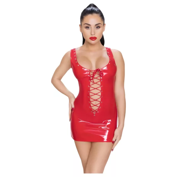 Black Level - lak mini-jurk met vetersluiting - rood - L