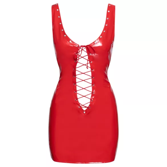 Black Level - lak mini-jurk met vetersluiting - rood - L