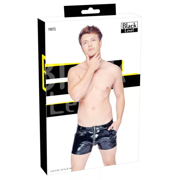 Black Level - heren boxershort met zijzak - lakleer - zwart - XL