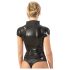 LATEX - dames top met korte mouwen en rits - zwart